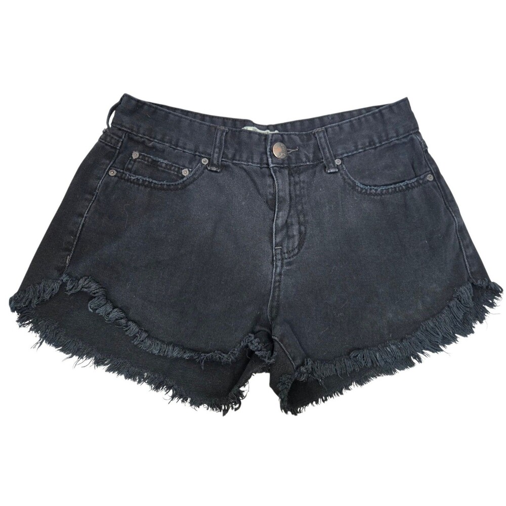 Free People Denim Shorts Black Size 26 Raw Hem/Fray EUC